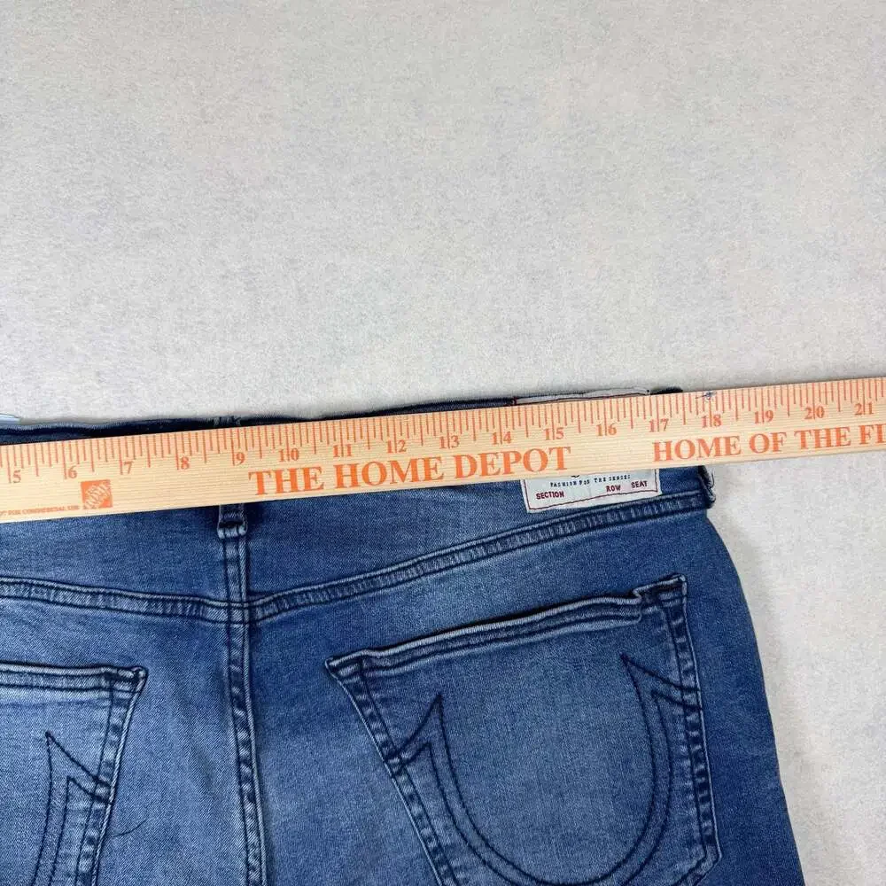True Religion Jeans Mens 34 (Fits 34x33) Blue Rocco Skinny Moto Biker Denim